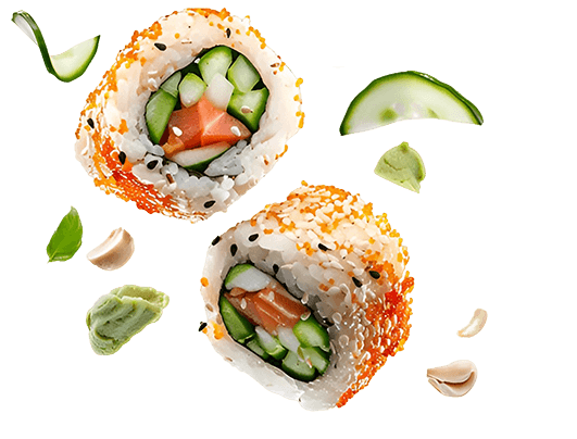 Роллы с лососем, огурцом и икрой